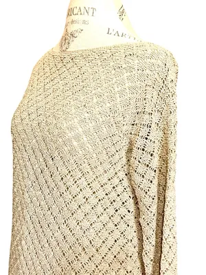 MAG Gold Knit Oversized Boatneck Sweater Sz XS thumbnail 8