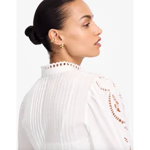 Madewell Pintucked Eyelet Mini Dress Boho Cotton Cottagecore White Small NWT thumbnail 5