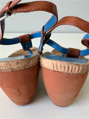 Lauren Ralph Lauren Flip Flops Ankle Strap Cork Wedge Sandals Womens Size 6 Blue thumbnail 6