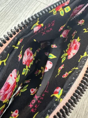 Betsey Johnson Floral Wristlet Wallet Pink Double Zip Clutch thumbnail 6