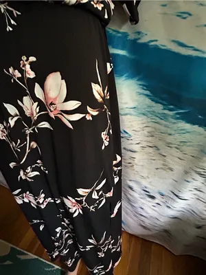 White House Black Market Womens Black Floral V-Neck Maxi Dress SM thumbnail 6