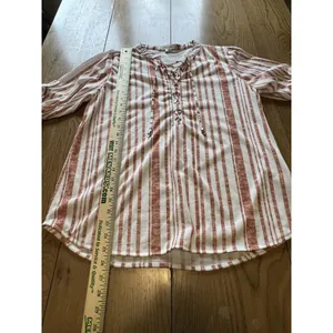 Eden & Olivia Shirt Size Large Striped‎ Tunic Boho Peasant Hippie Preppy thumbnail 4