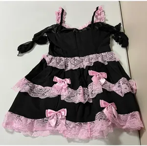 Dolls Kill x Widow Black Pink Bow Bows Lace Ruffle Mini Dress Size XS 🎀✨ thumbnail 4