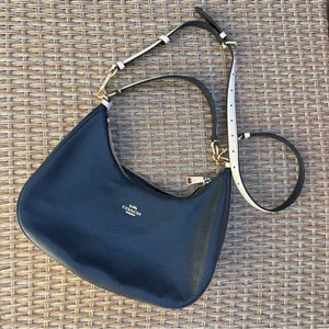 Coach Harley East West Hobo Navy Blue Ivory Leather Shoulder & Crossbody Bag thumbnail 1