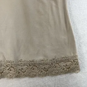 Cato Y2K Vintage Sz M Beige Cami Tank Top Lace Neck Bottom Trim Boho‎ Whimsy Coquette thumbnail 4