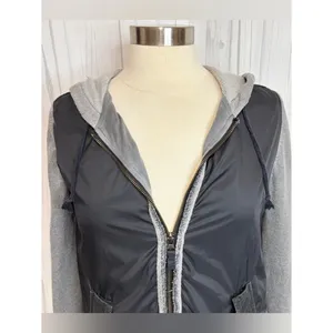 FREE PEOPLE Mixed Media‎ Full Zip Windbreaker Sweatshirt Hoodie, Medium thumbnail 4