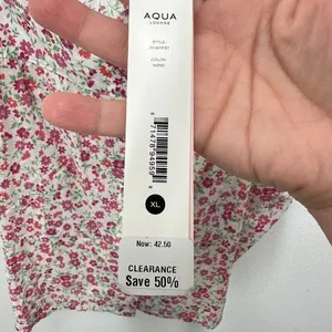 Aqua Lounge Size L Ruffle Sleeve Cotton Poplin Button Front Tank Pajama Top‎ NWT thumbnail 3