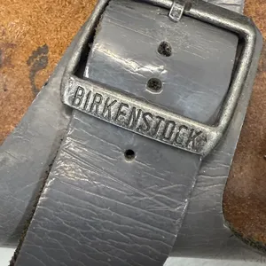 Birkenstock Arizona Leather Sandals Gray Two‎ Strap Slides EU 38N US 7 READ thumbnail 7