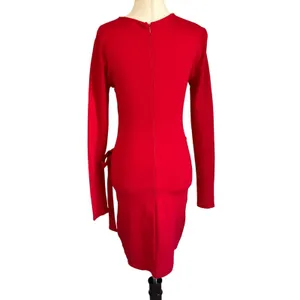 VICI‎ Red Long Sleeve Faux Wrap Side Tie Mini Dress DD7228VC Womens Medium thumbnail 3