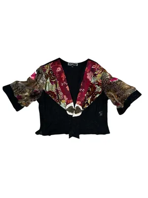Vintage Spencer Alexis Velvet Silk Burnout Embroidered Kimono Whimsygoth Artsy thumbnail 6