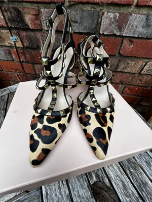 BCBGeneration Leopard Print Studded T-Strap Pumps - Black, Tan & Cream thumbnail 5
