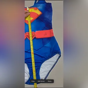 Superwoman One Piece Swimsuit Women “one size” Blue Superhero Swimwear Superman thumbnail 7