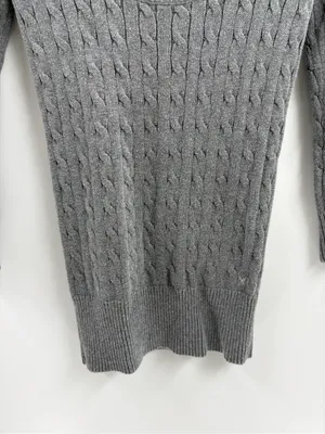 American Eagle y2k 90s 2000s grey long sleeve cable knit sweater size small thumbnail 4
