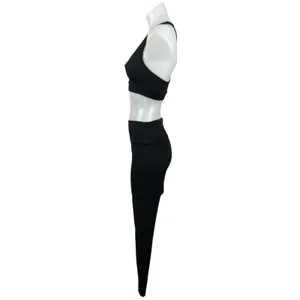 Set Active Black Racerback Yoga Athletic Sports Bra Leggings 2 Piece Set Size S thumbnail 2