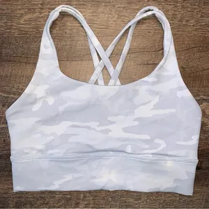 Lululemon Energy Longline Grey Camouflage Sports Bra Size 6 thumbnail 1