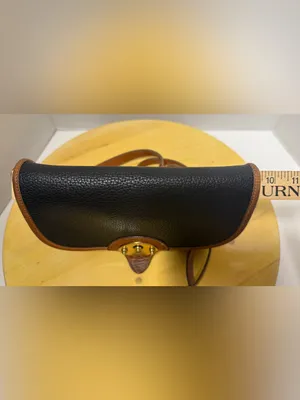 Dooney & Bourke Vtg Black Pebbled All Weather Leather Calvary Saddle Bag Brass thumbnail 14
