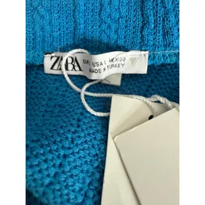 NWT Zara Cut Out Cable Knit Sleeveless Stretch Cropped Top Round Neck L Blue thumbnail 10