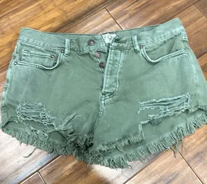 We The Free Good Vibrations Army Green Denim Short Size 29 thumbnail 1