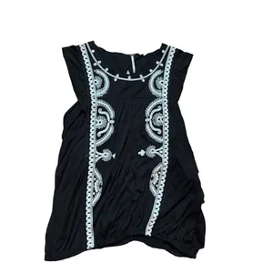 Free People DOS SEGUNDOS‎ Black/White Embroidered Batwing Top Sz M thumbnail 11