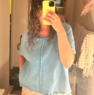 Waffle knit top Blue Size L thumbnail 2