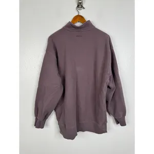 Aritzia TNA Cozy Fleece Boyfriend 1/4 Zip Sweatshirt Mauve Purple Large 116267 thumbnail 2
