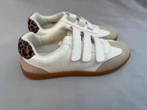 Dolce Vita Sneakers White Beige Suede Straps Leopard Trim Womens 10 NEW thumbnail 4
