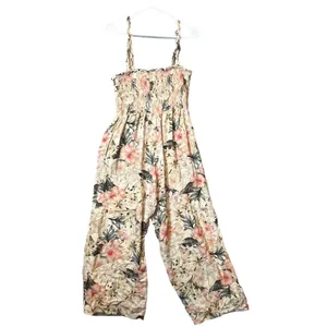 Greylin Size Medium Faith Smock Culotte Jumpsuit Floral Light Yellow‎ Women's thumbnail 9