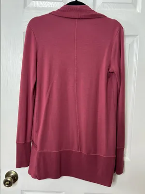 Athleta Women’s Open Front Drape Cardigan XS Mauve Athleisure Lounge Soft Modal thumbnail 3