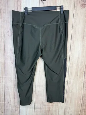 Nike Dark Olive Green Capri Leggings with Black Side Panels thumbnail 5