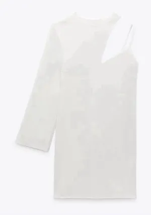 Zara White Mini Dress (Size Medium) thumbnail 1