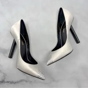 Saint Laurent Tower 110 Strass Embellished Silk Satin Pointed Toe Pump Heel 36.5 thumbnail 6