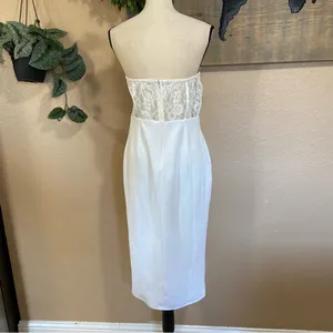 NWOT Lulus Exquisitely Sultry White Lace Strapless Bustier Midi Dress thumbnail 6