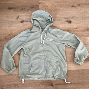 Brandy Melville J Galt Zip Up Windbreaker Raincoat Green Small thumbnail 2