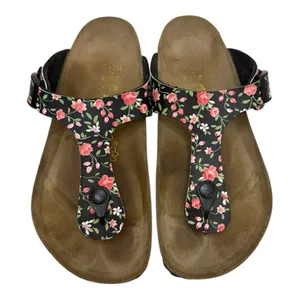 Birkenstock Papillio Black and Pink Floral Sandals with Cork Footbed Sz 6-6.5 thumbnail 1