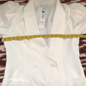 NWT Express X LadyGang White Puff Sleeve Double Breasted Blazer Dress thumbnail 5