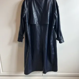 Faux Leather Navy Trench Coat thumbnail 9