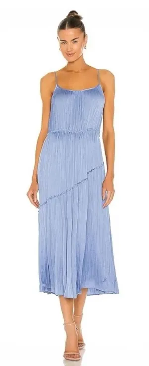 Vince Tiered Asymmetric Midi Dress Pale Fountain Medium thumbnail 1