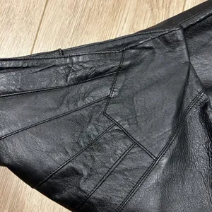 Vintage Vickie Leather Black Genuine Leather Paneled Midi Pencil Skirt 5 25‎ XS thumbnail 6
