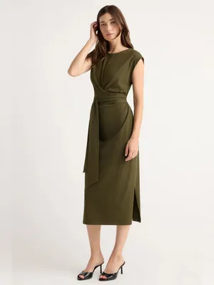 Modern Citizen Fei Tie Front Cotton Dress Green L thumbnail 3