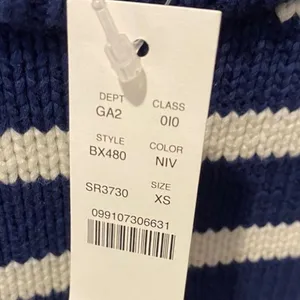 NWT J.Crew Relaxed Stripe Crewneck Sweater Womens Chunky Knit Nautical Fisherman thumbnail 9