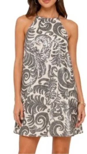 Show Me Your Mumu Gomez Silver & White Sequin Mini Dress size XS thumbnail 1