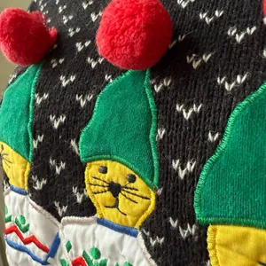 Vintage 90s Jordache Novelty Sweater Applique Embroidered Mock Neck Sweater M thumbnail 3