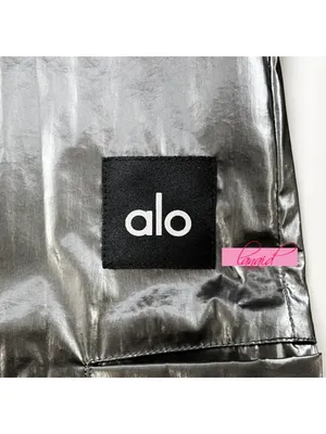 Alo Metallic High-Waist Break Line Joggers Silver Chrome Shiny Hi-Rise Waisted S thumbnail 7