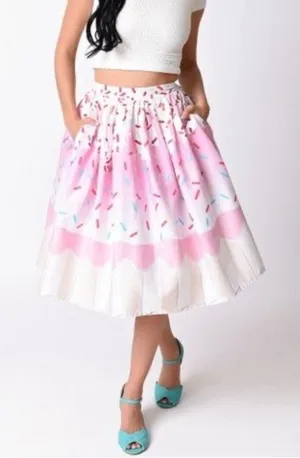 Unique Vintage Cupcake Sprinkles Circle Swing Midi Skirt size Large NEW $99 thumbnail 1