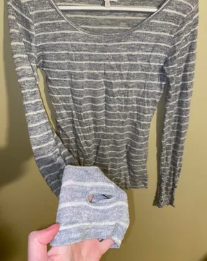 Striped Sweater with Thumb Hole thumbnail 3