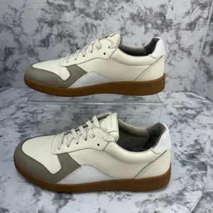 Everlane The ReLeather Tennis Shoes Size 8 Ivory Off White Taupe Leather Sneaker thumbnail 4