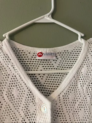 White Crochet Swim Coverup Top thumbnail 3
