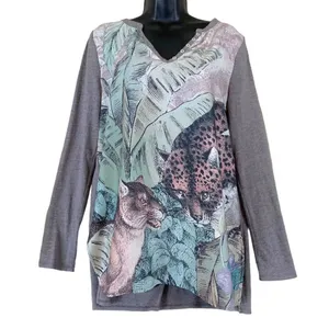 Anthropologie Akemi + Kin Fauna Leopard Jungle Print Henley Top thumbnail 1