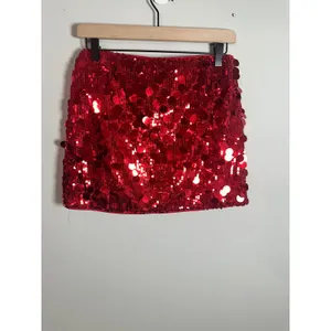 Cider Red Sequin Paillette Mini Skirt Party Y2K Clubwear Glam Holiday XS NWOT thumbnail 4