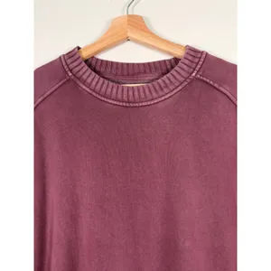 Aerie Women Oversized‎ Ribbed Side Panel Crewneck Sweatshirt Burgundy XS thumbnail 3
